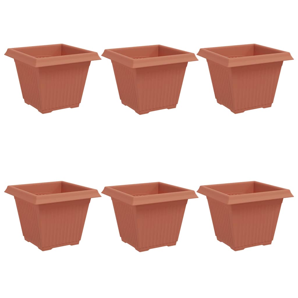 Maceta Cuadrada Para Flores 6 Uds. Rojo Ladrillo Plástico_0