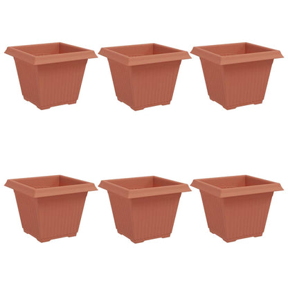 Maceta Cuadrada Para Flores 6 Uds. Rojo Ladrillo Plástico_0