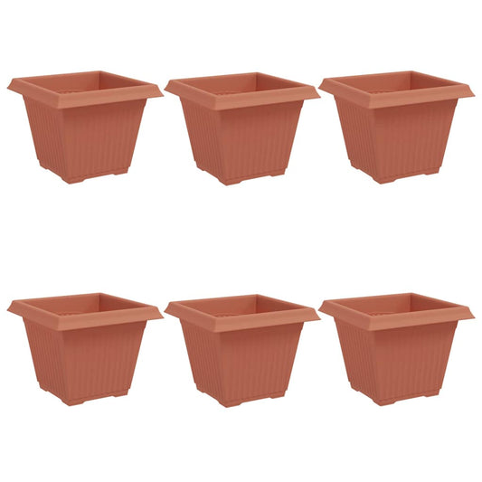 Maceta Cuadrada Para Flores 6 Uds. Rojo Ladrillo Plástico_0