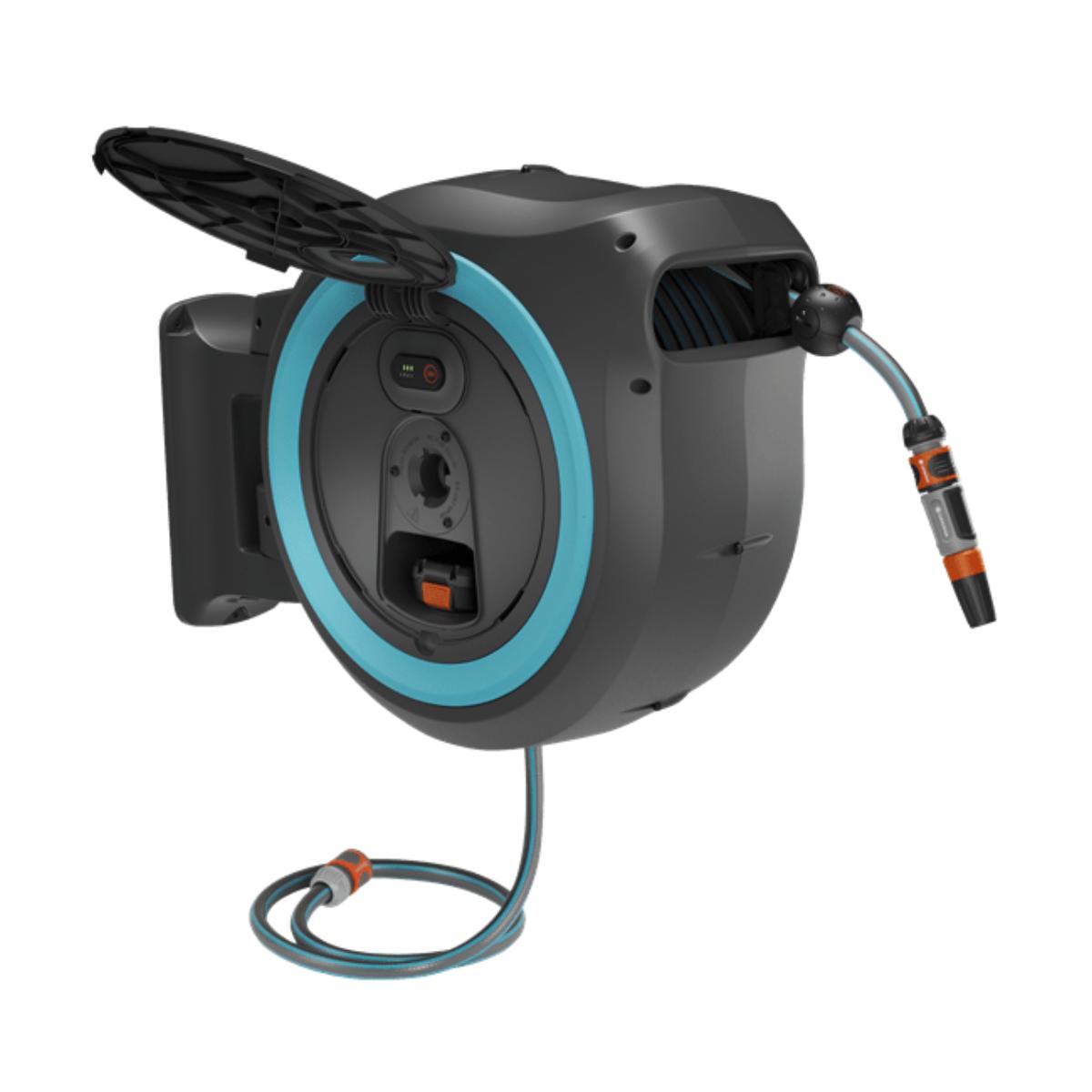 Enrolador de mangueira de parede Gardena PowerRoll XL de 35 m operado por bateria