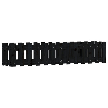 Arriate Elevado Jardín Con Valla Madera Pino Negro 150x30x30cm_3