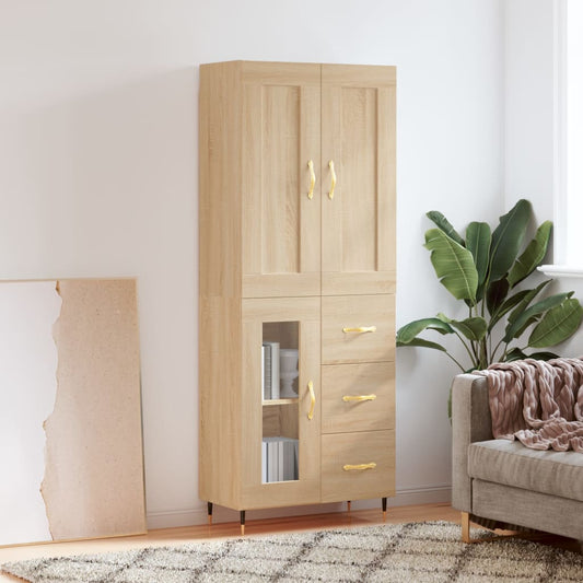 Aparador Alto Madera Contrachapada Color Roble 69,5x34x180 Cm_0