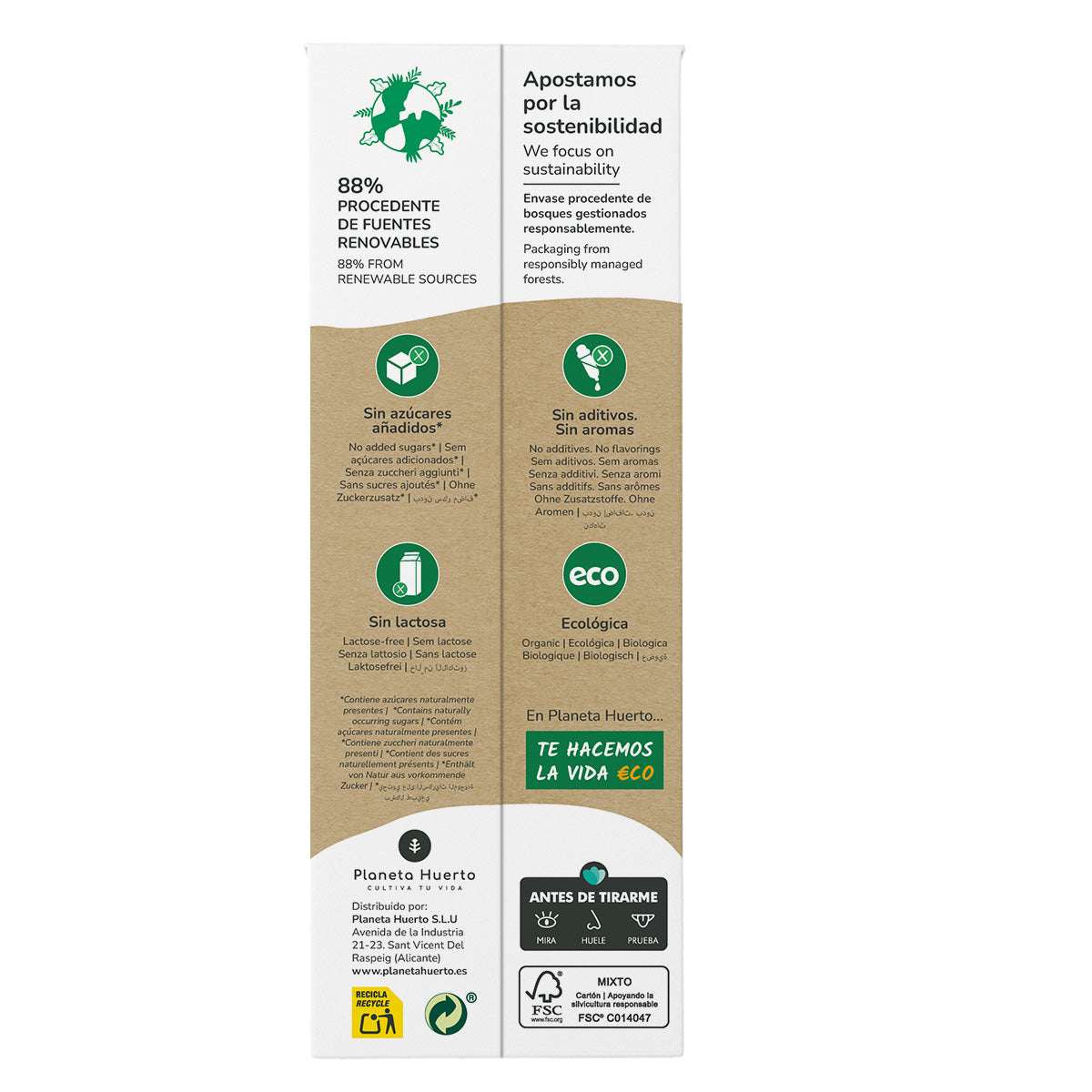 Pack de 12 bebidas de aveia Planeta Huerto ECO 1L