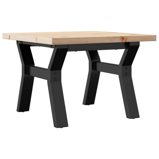 Mesa De Centro Marco Y Madera Maciza Pino Y Acero 50x50x35,5 Cm_0