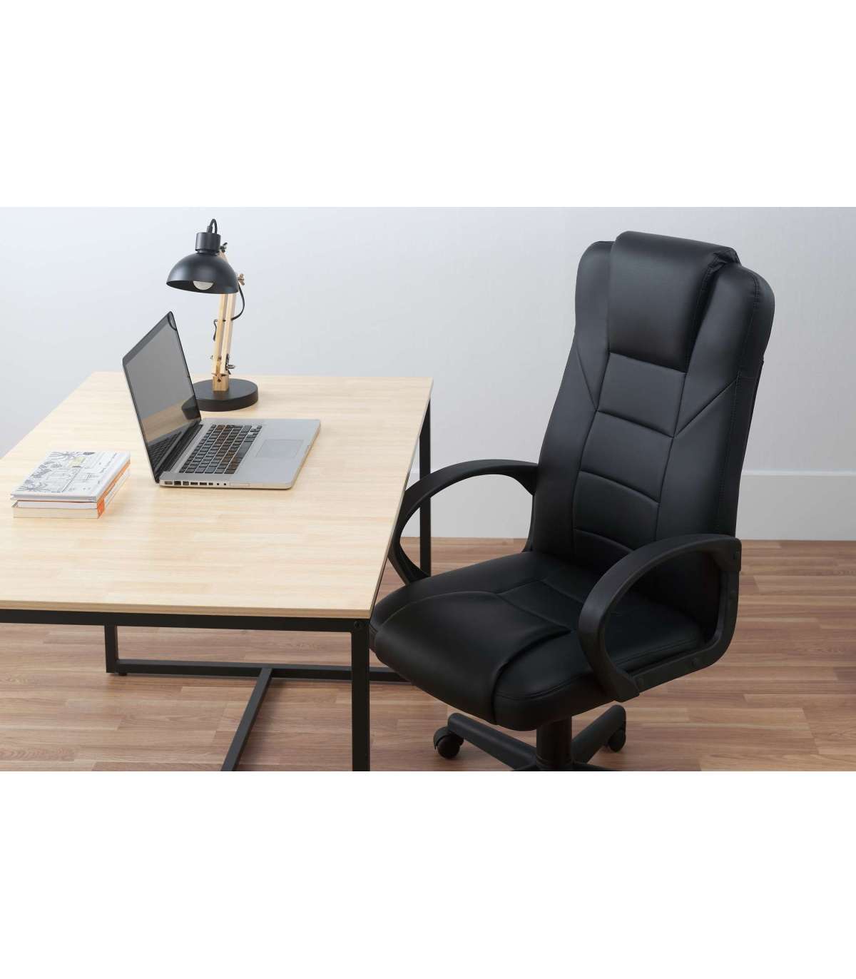 Sillón Despacho Giratorio Henry Símil Piel Negro 118-126cm(alto) 64cm(ancho) 64cm(fondo)_2