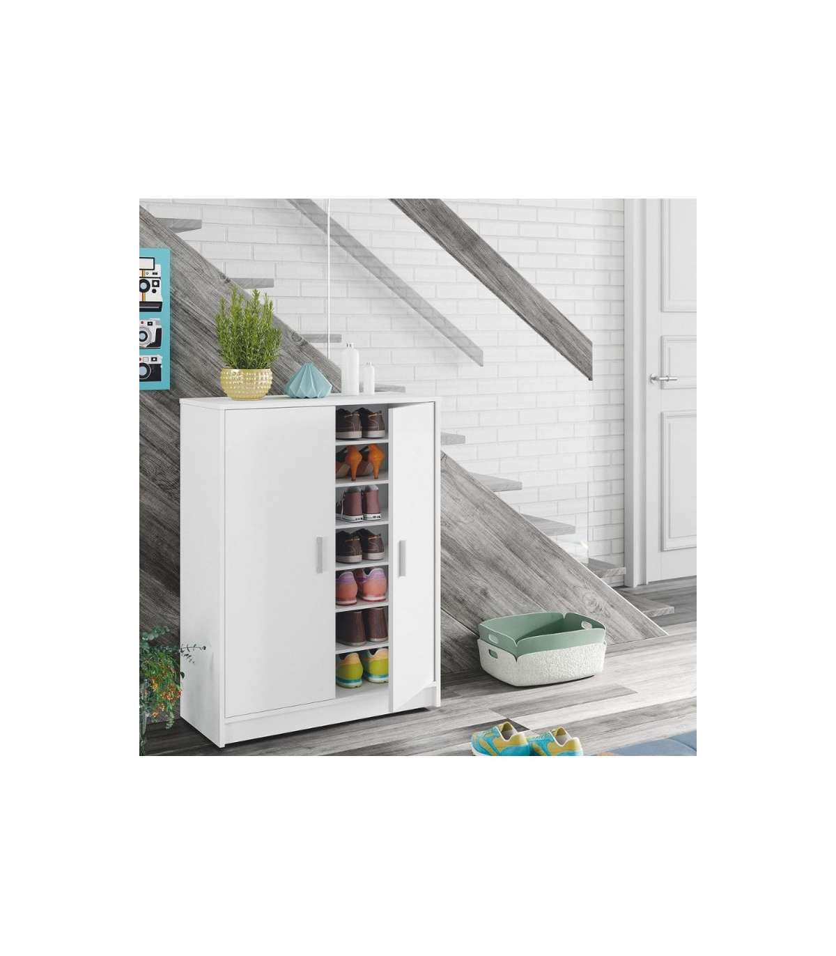 Armario Multiusos 2 Puertas Lassie En Blanco, 75cm(ancho) 101cm(altura) 36cm(fondo)_0
