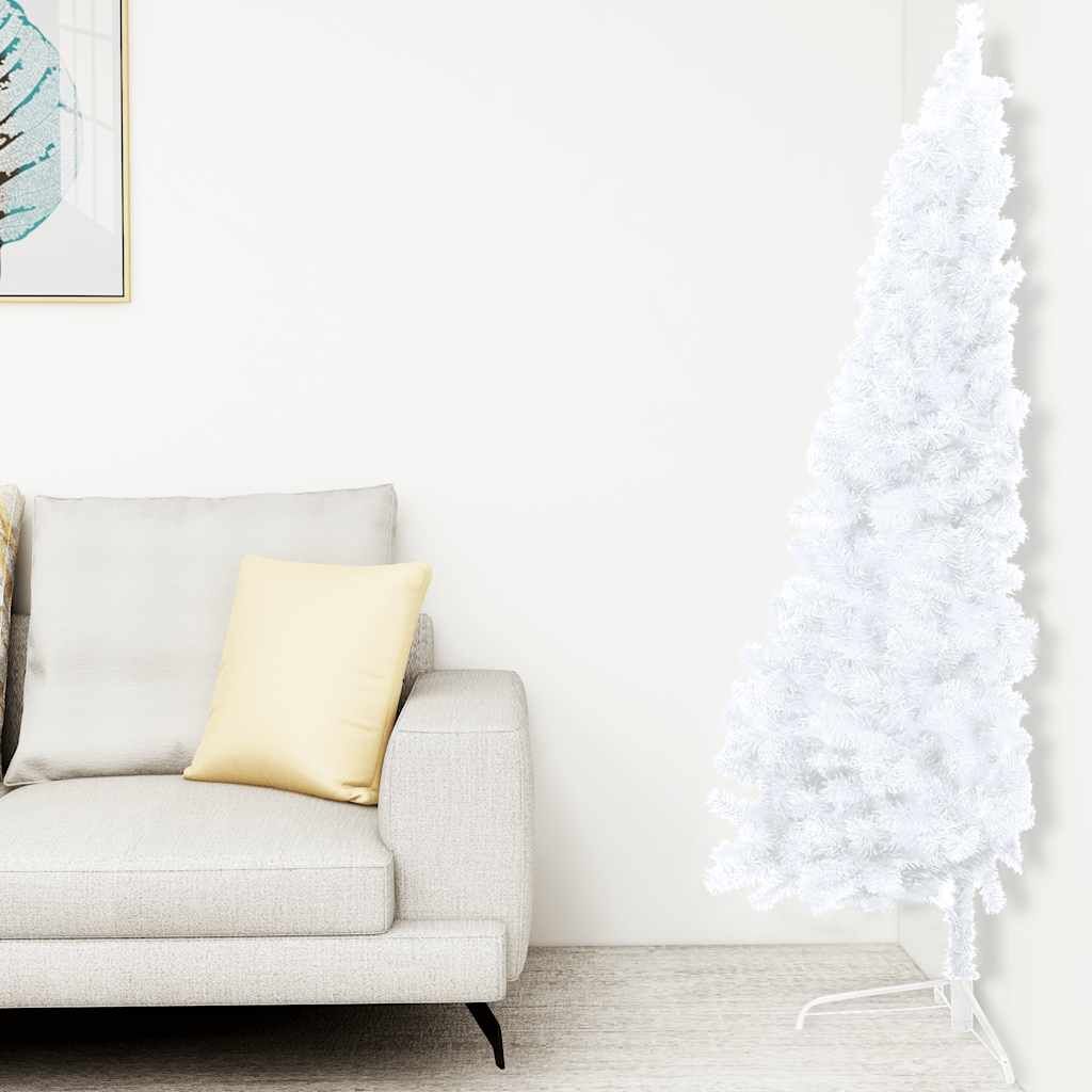 Vidaxl Medio Árbol De Navidad Con Luces Y Bolas Blanco 150 Cm_1