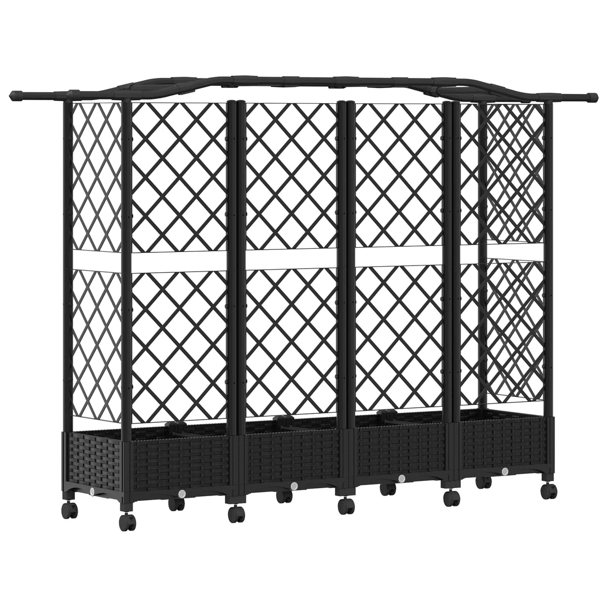 Cama Elevada Con Trellis Y Techo Negro 203,5 X 40 X 129 Cm Pp_4