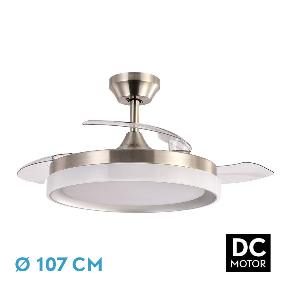 Ventilador Dc Zenit Niquel 72w 3aspas Despegables 107d 7200lm 6vel 3000k,4500k,6000k, Remoto+temporizador+memoria_0