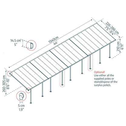Canopy Fair Marquee Pérgola em alumínio 3x13,4 m Cinza