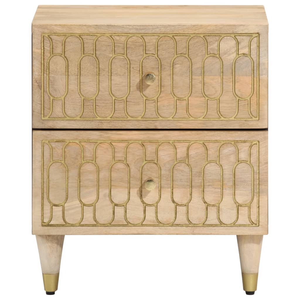 Mesita De Noche De Madera Maciza De Mango 40x33x46 Cm_1