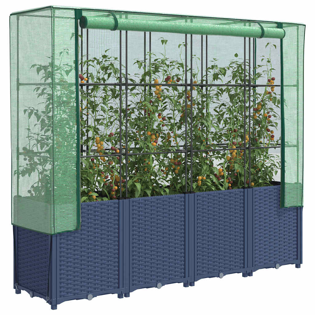 Jardinera Elevada Con Cubierta De Invernadero Aspecto Ratán 160x40x153 Cm_1