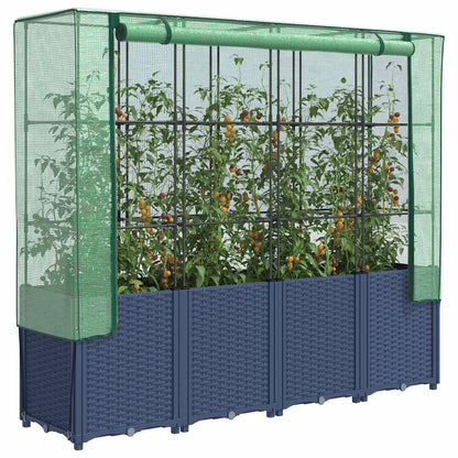 Jardinera Elevada Con Cubierta De Invernadero Aspecto Ratán 160x40x153 Cm_1