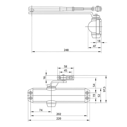 Cierrapuertas Tesa Dc120-1 F2-4 Con Retenedor Plateado_1