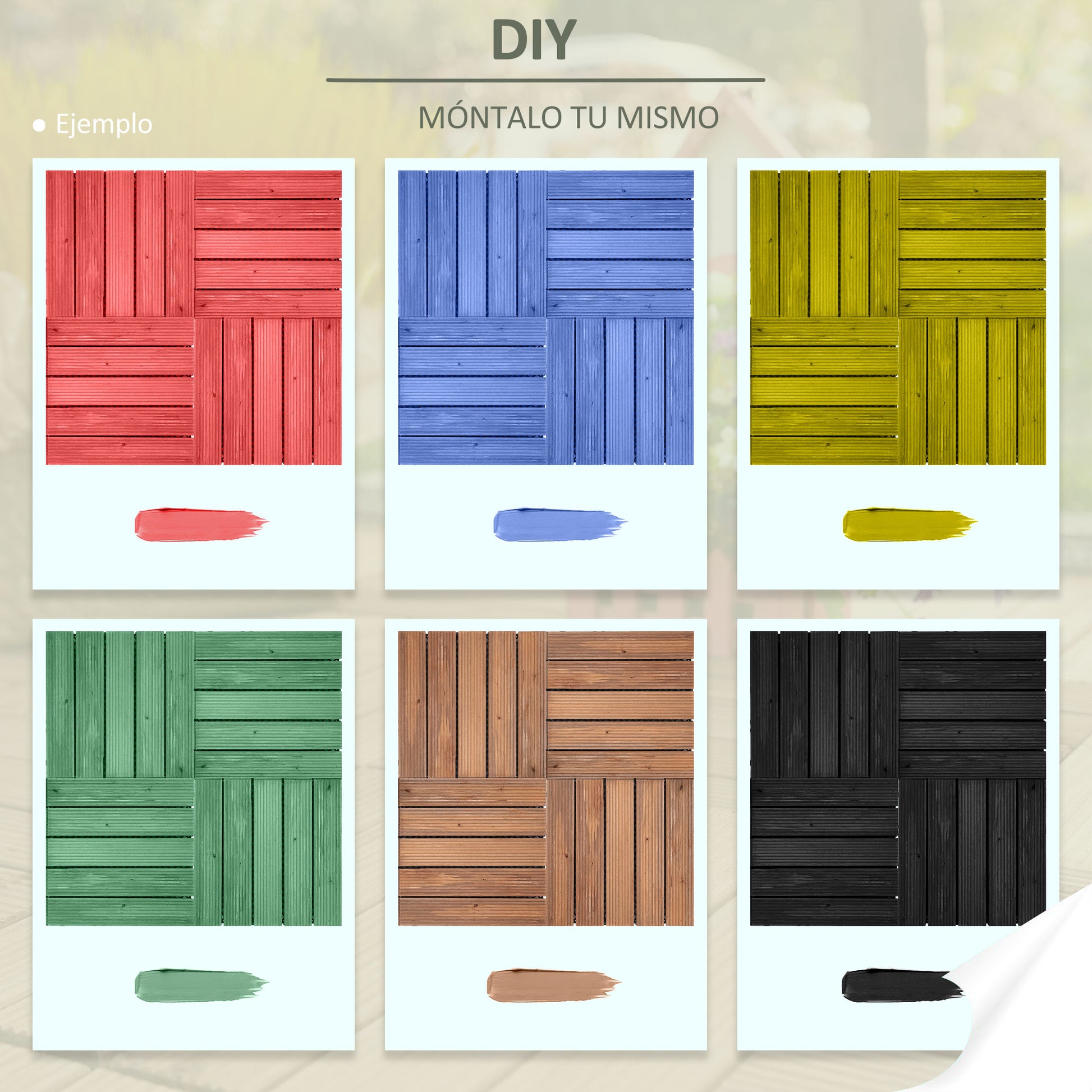 Outsunny Set 27 Baldosas De Madera De Clic 30x30 Cm Área De 2,43 M² Marrón_3