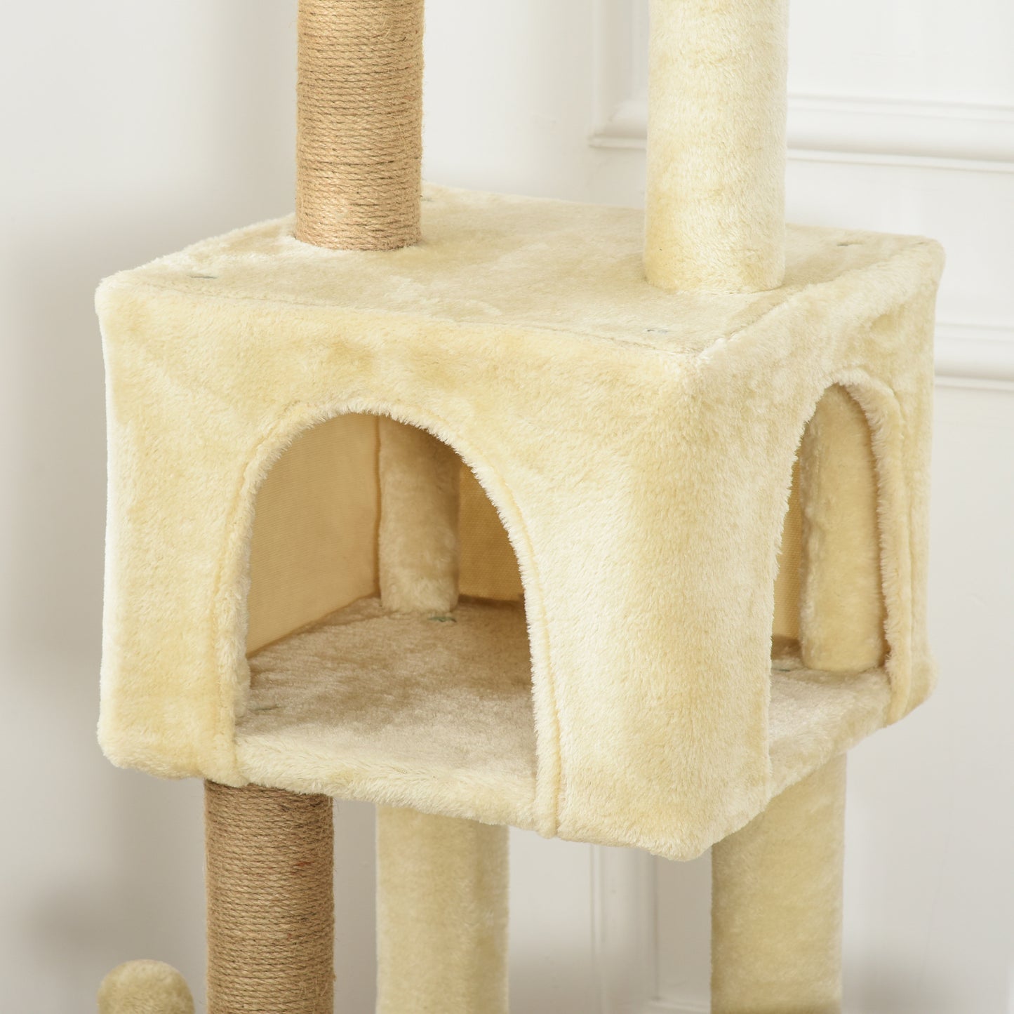 Pawhut Árbol Rascador De Gatos Grande 60x34x136cm Centro Actividades Plataformas_3