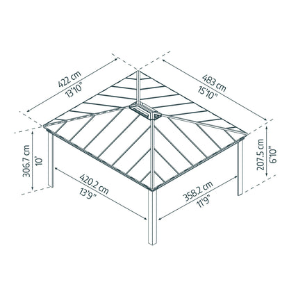 Gazebo sombreado Dallas 422x483 cm 