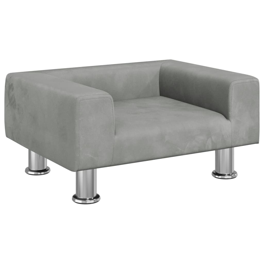 Cama Para Perros De Terciopelo Gris Claro 50x40x26,5 Cm / Vetonek_0