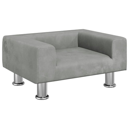 Cama Para Perros De Terciopelo Gris Claro 50x40x26,5 Cm / Vetonek_0