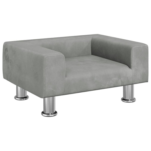 Cama Para Perros De Terciopelo Gris Claro 50x40x26,5 Cm / Vetonek_0