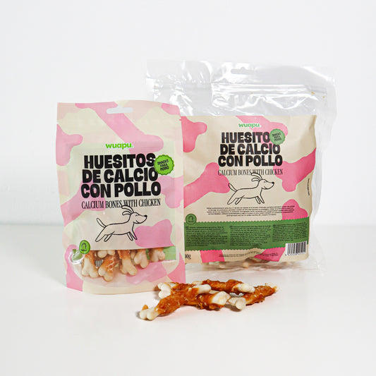Snack Natural Para Perro Huesitos De Calcio Con Pollo Wuapu 12x100gr_0