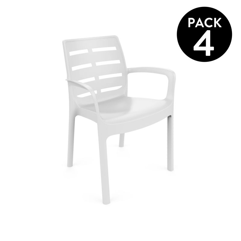Pack 4 Sillas De Exterior Maui Apilables, Polipropileno, Blanco, 61 X 82 X 54_0
