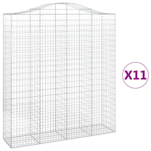 Cestas De Gaviones 11 Uds Forma De Arco Hierro 200x50x220/240cm_0