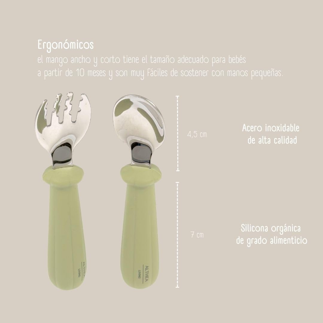 Juego De Tenedor Y Cuchara - Verde Oliva._3