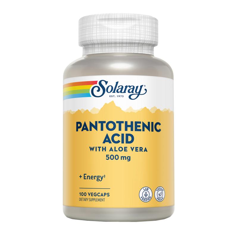 Ácido Pantoténico 500 mg Solaray, 100 cápsulas