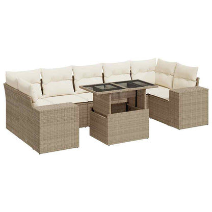 Set De Sofás De Jardín Y Cojines 8 Piezas Ratán Sintético Beige / Vetonek_3