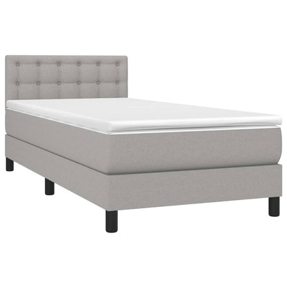 Cama Box Spring Colchón Y Luces Led Tela Gris Claro 90x200 Cm / Vetonek_4