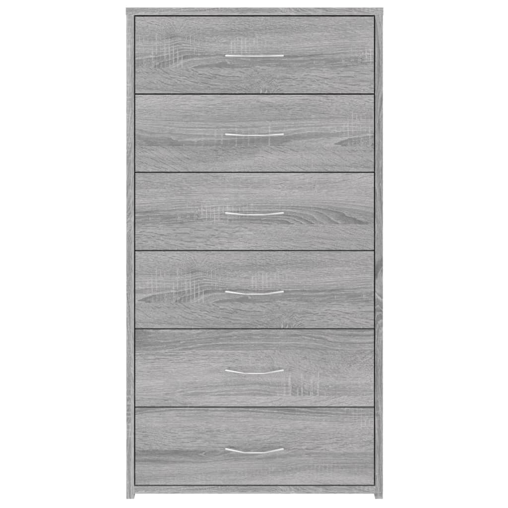 Aparador Con 6 Cajones Contrachapado Gris Sonoma 50x34x96 Cm / Vetonek_1