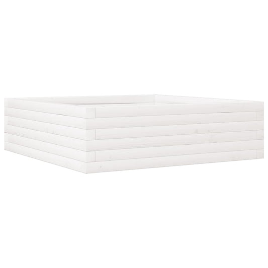 Jardinera De Madera Maciza De Pino Blanca 80x80x23 Cm_0