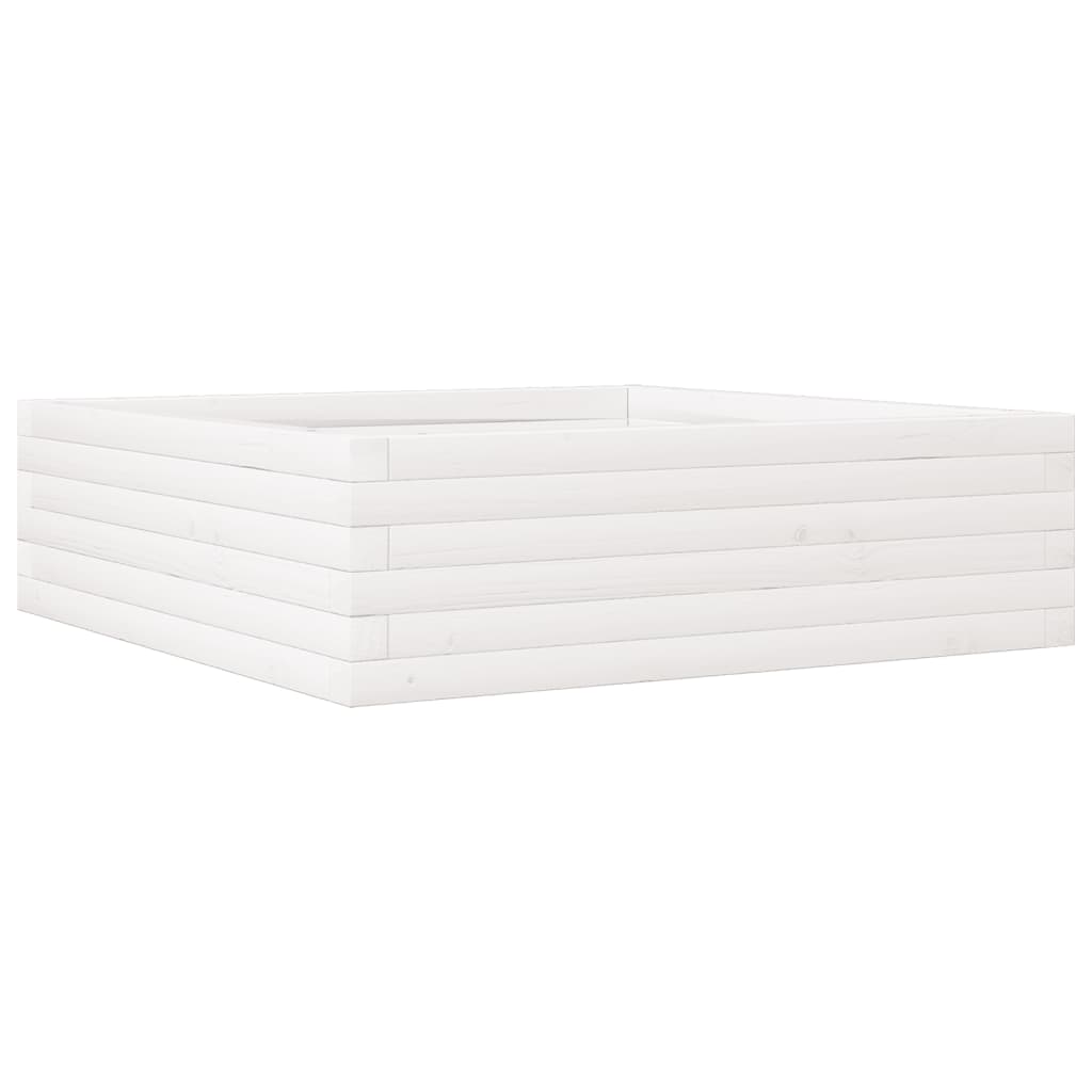 Jardinera De Madera Maciza De Pino Blanca 80x80x23 Cm_0