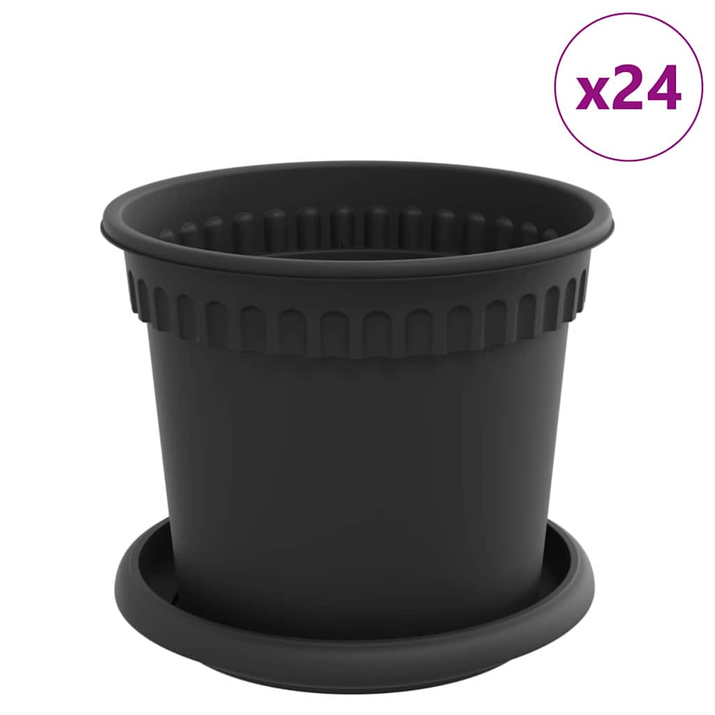 Macetas 24 Uds. Negro Plástico_0