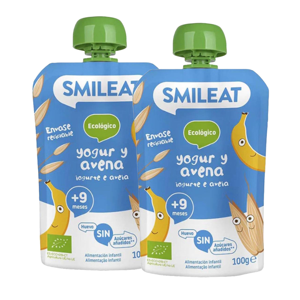 EMBALAGEM 2xIogurte e Aveia ECO Smileat, 100g