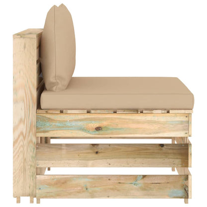 Muebles De Jardín 3 Pzas Con Cojines Madera Impregnada Verde / Vetonek_4