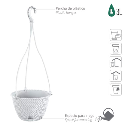 Macetero Colgante Splofy Round W 3l., Dimensiones (mm) 230x230x145, Color Blanco