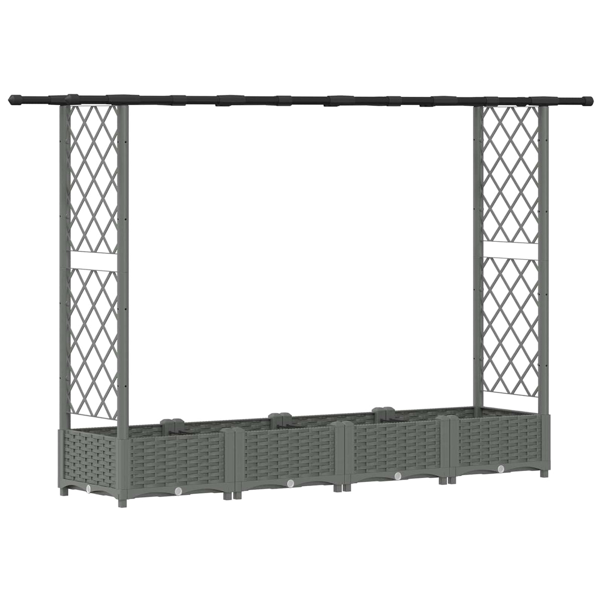 Cama Elevada Con Trellis Y Techo Gris Claro 203 X 40 X 121 Cm_0