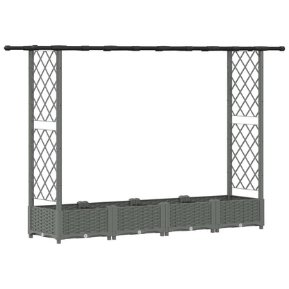 Cama Elevada Con Trellis Y Techo Gris Claro 203 X 40 X 121 Cm_0