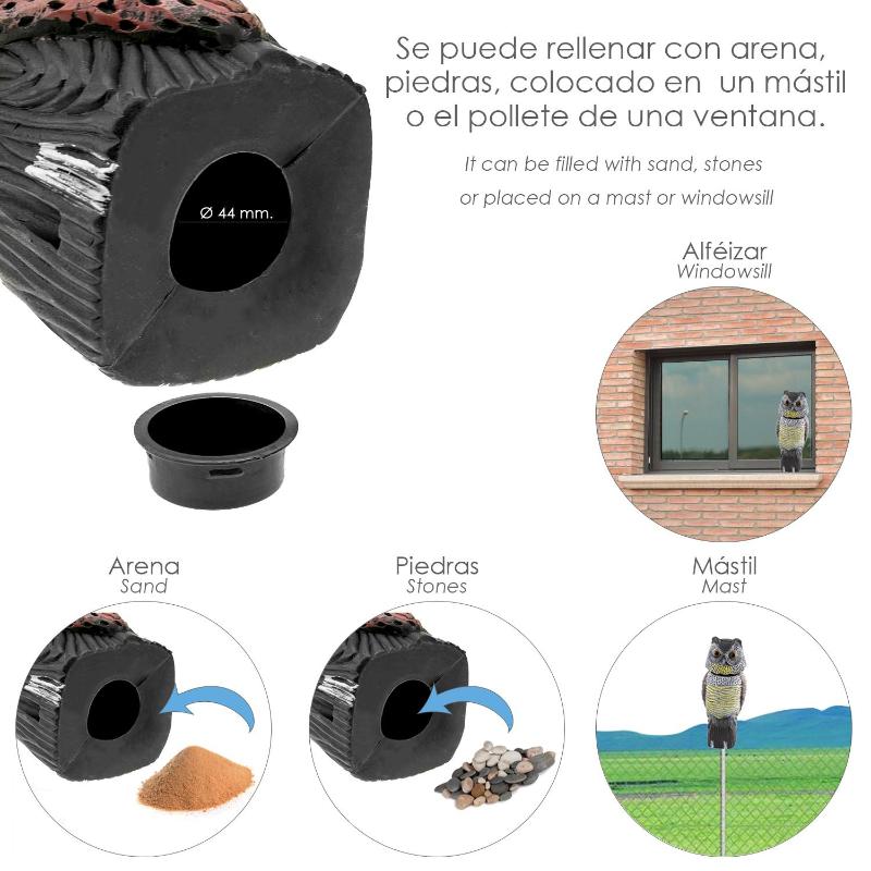 Buho Ahuyentador De Pajaros / Aves Con Cabeza Giratoria 40 Cm.