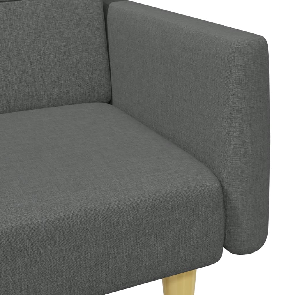 Sofá Cama De 2 Plazas Con Taburete Tela Gris Oscuro / Vetonek_0