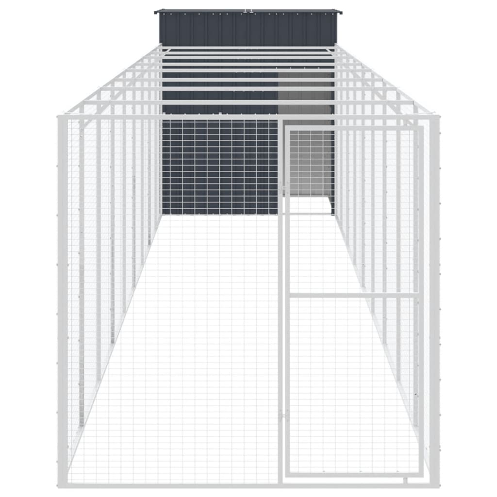 Caseta Perros Con Corral Acero Galvanizado Gris 165x1067x181 Cm_2