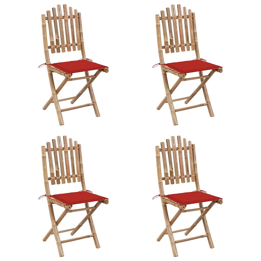 Vidaxl Set De Comedor Exterior Plegable 5 Piezas Con Cojines Bambú_1
