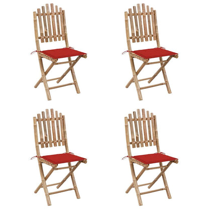 Vidaxl Set De Comedor Exterior Plegable 5 Piezas Con Cojines Bambú_1