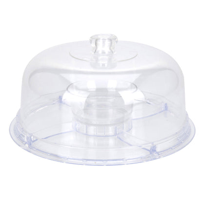 Well Home Plato Para Tarta Con Cúpula Multifuncional De 6 Usos, Material Ps Transparente Ø30,5 Cm_0