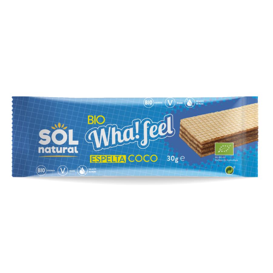 Wha Feel snack biológico de espelta e coco Sol Natural 30 g