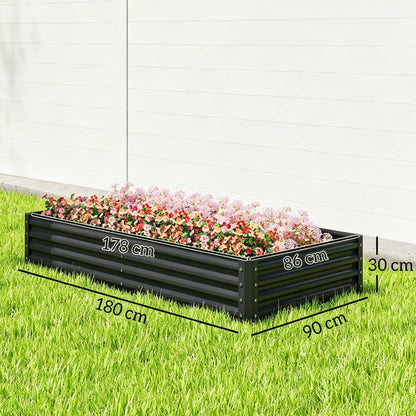 Outsunny Jardinera Elevada De Acero Galvanizado 180x90x30 Cm Gris Oscuro_2