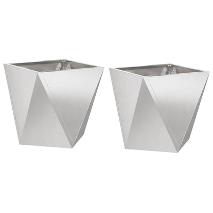 Jardinera 2 Pcs Plateado 30 X 30 X 30 Cm Acero Inoxidable_0