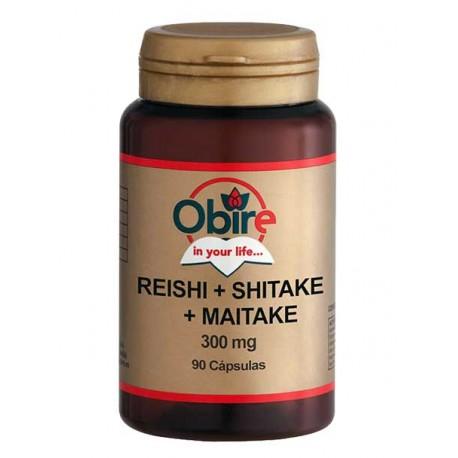 Reishi, Shitake e Maitake 300 mg Obire, 90 cápsulas